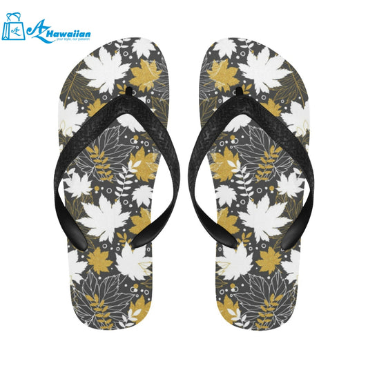 Beautiful gold autumn maple leaf pattern Unisex Flip Flops