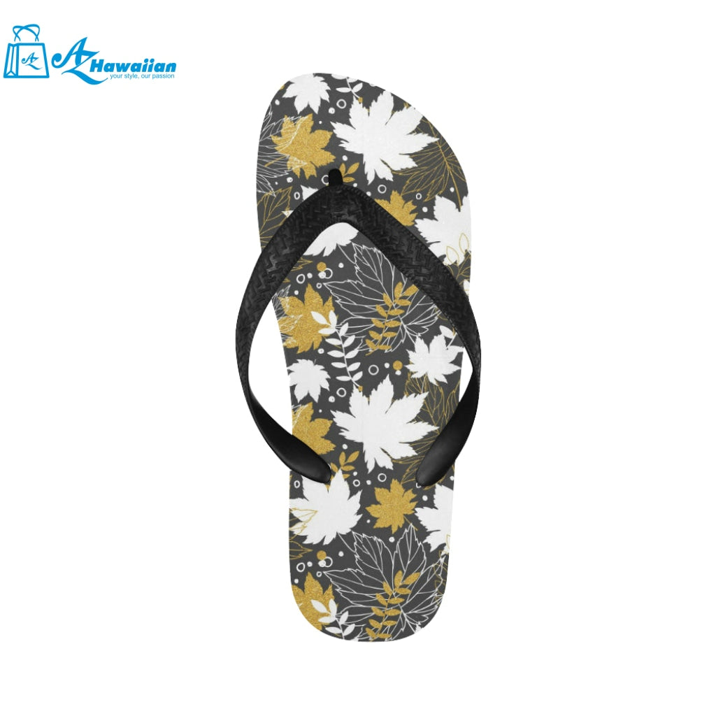 Beautiful gold autumn maple leaf pattern Unisex Flip Flops