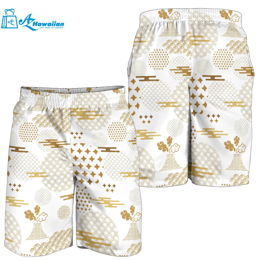 Beautiful Gold Japanese Pattern Men Shorts