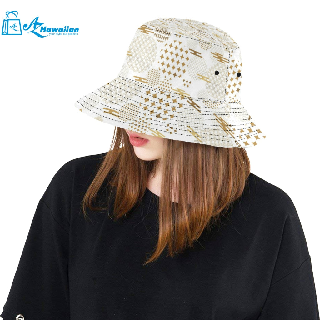 Beautiful gold japanese pattern Unisex Bucket Hat