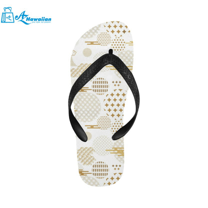 Beautiful gold japanese pattern Unisex Flip Flops