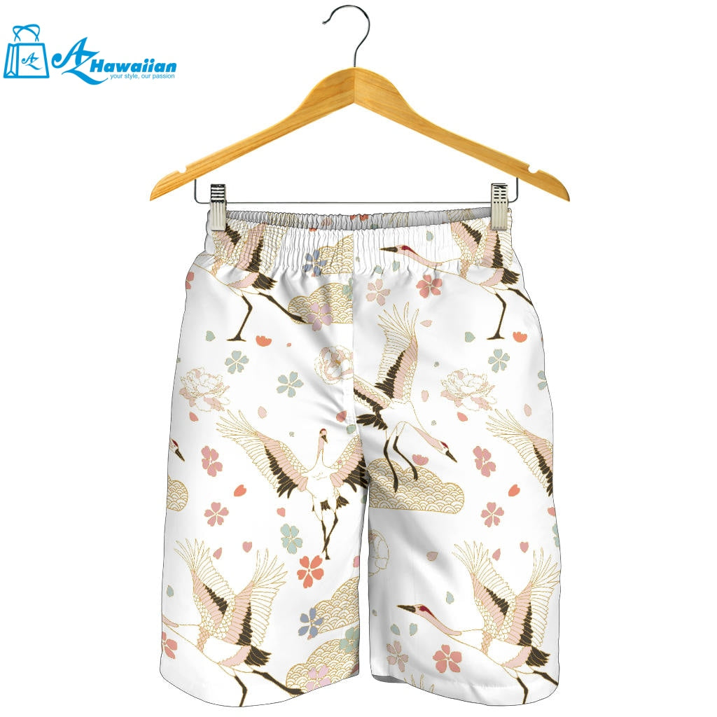 Beautiful Japanese Cranes Pattern Men Shorts