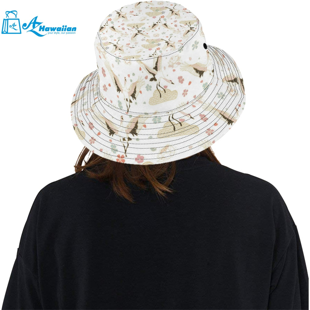 Beautiful Japanese cranes pattern Unisex Bucket Hat