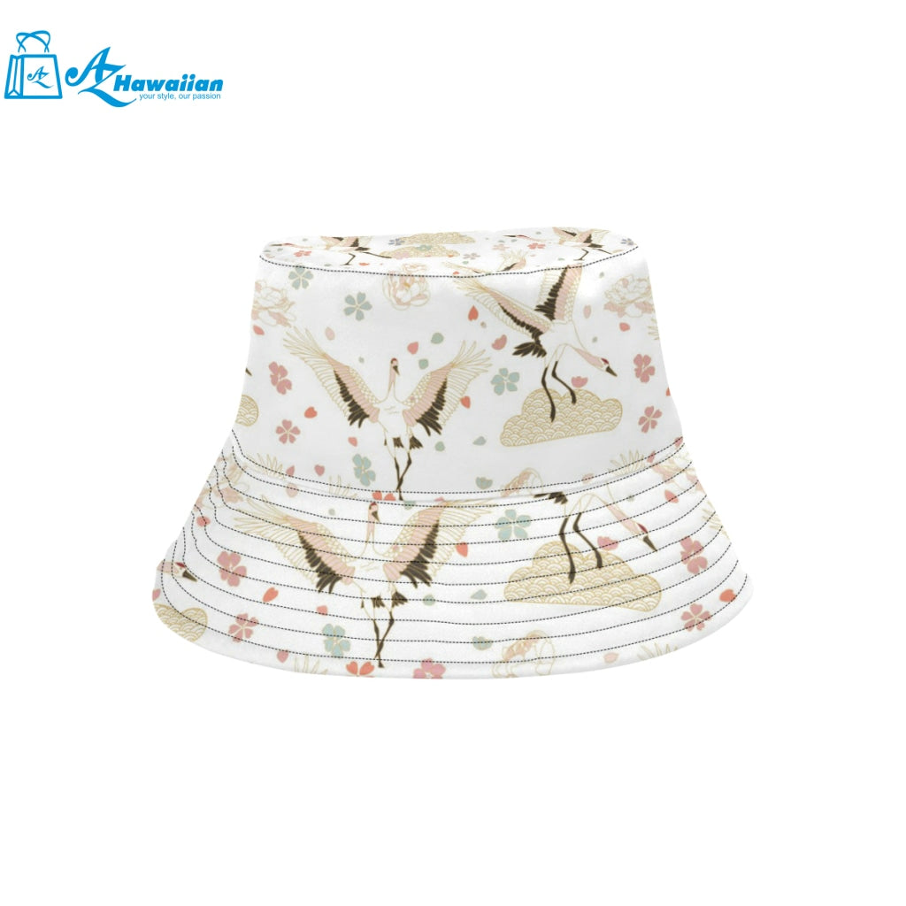 Beautiful Japanese cranes pattern Unisex Bucket Hat