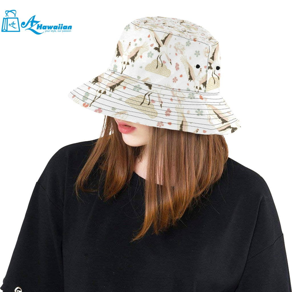 Beautiful Japanese cranes pattern Unisex Bucket Hat