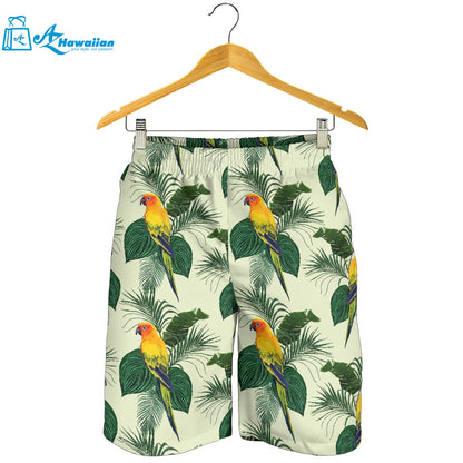 Beautiful Parrot Palm Leaves Pattern Men Shorts