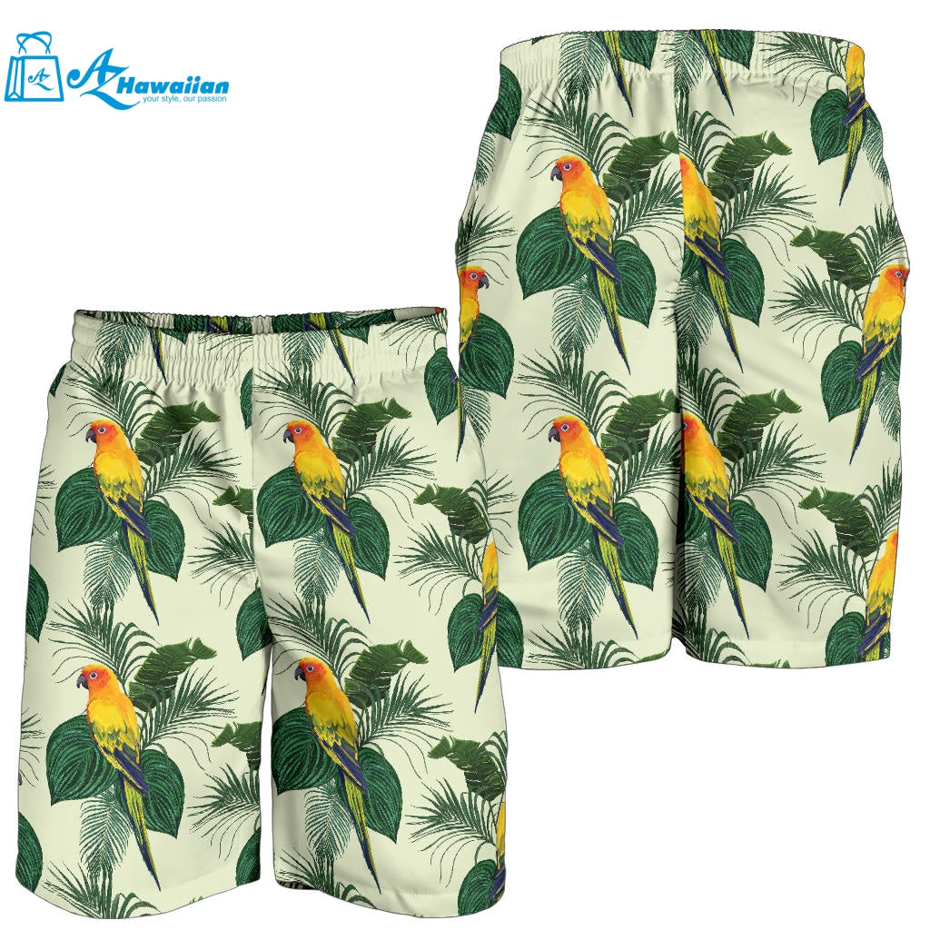 Beautiful Parrot Palm Leaves Pattern Men Shorts