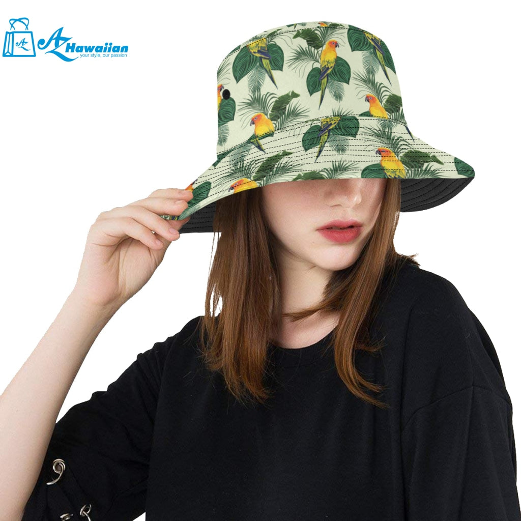 Beautiful parrot palm leaves pattern Unisex Bucket Hat