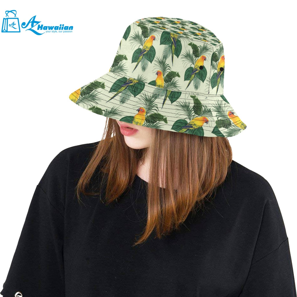 Beautiful parrot palm leaves pattern Unisex Bucket Hat