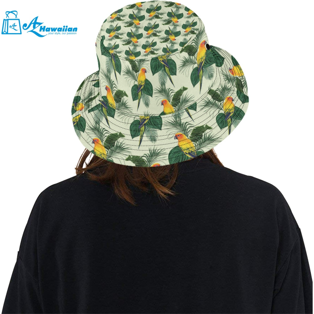 Beautiful parrot palm leaves pattern Unisex Bucket Hat