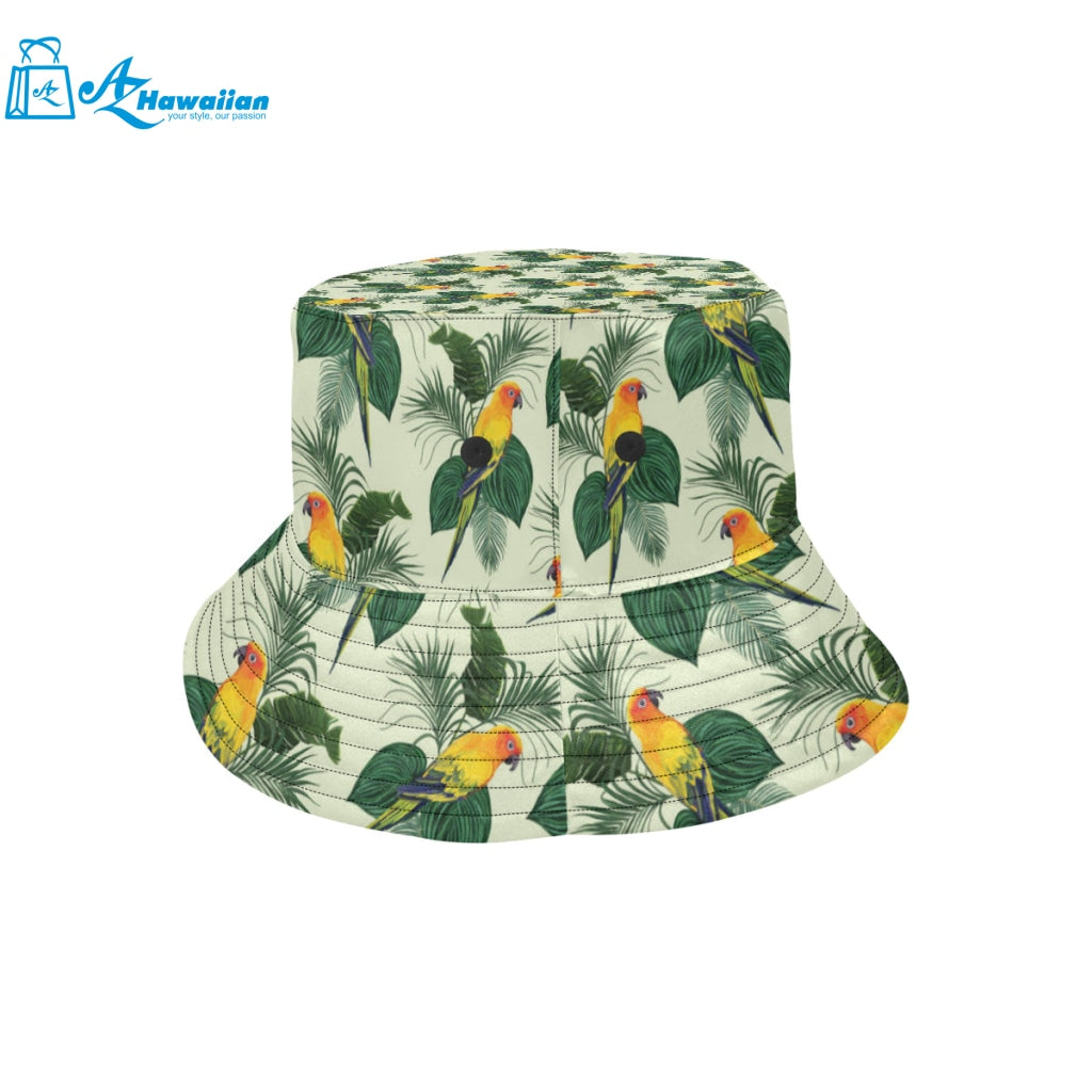 Beautiful parrot palm leaves pattern Unisex Bucket Hat