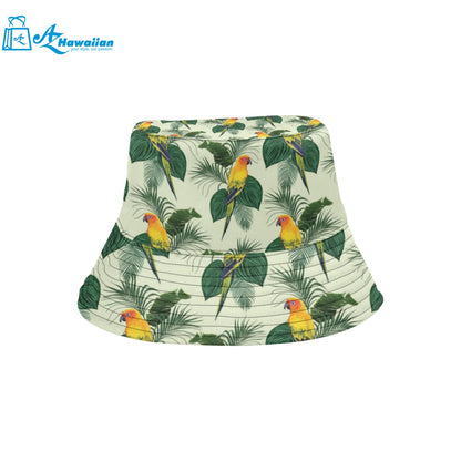 Beautiful parrot palm leaves pattern Unisex Bucket Hat