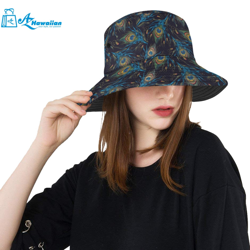 Beautiful peacock feather pattern Unisex Bucket Hat