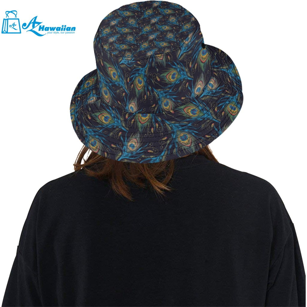 Beautiful peacock feather pattern Unisex Bucket Hat