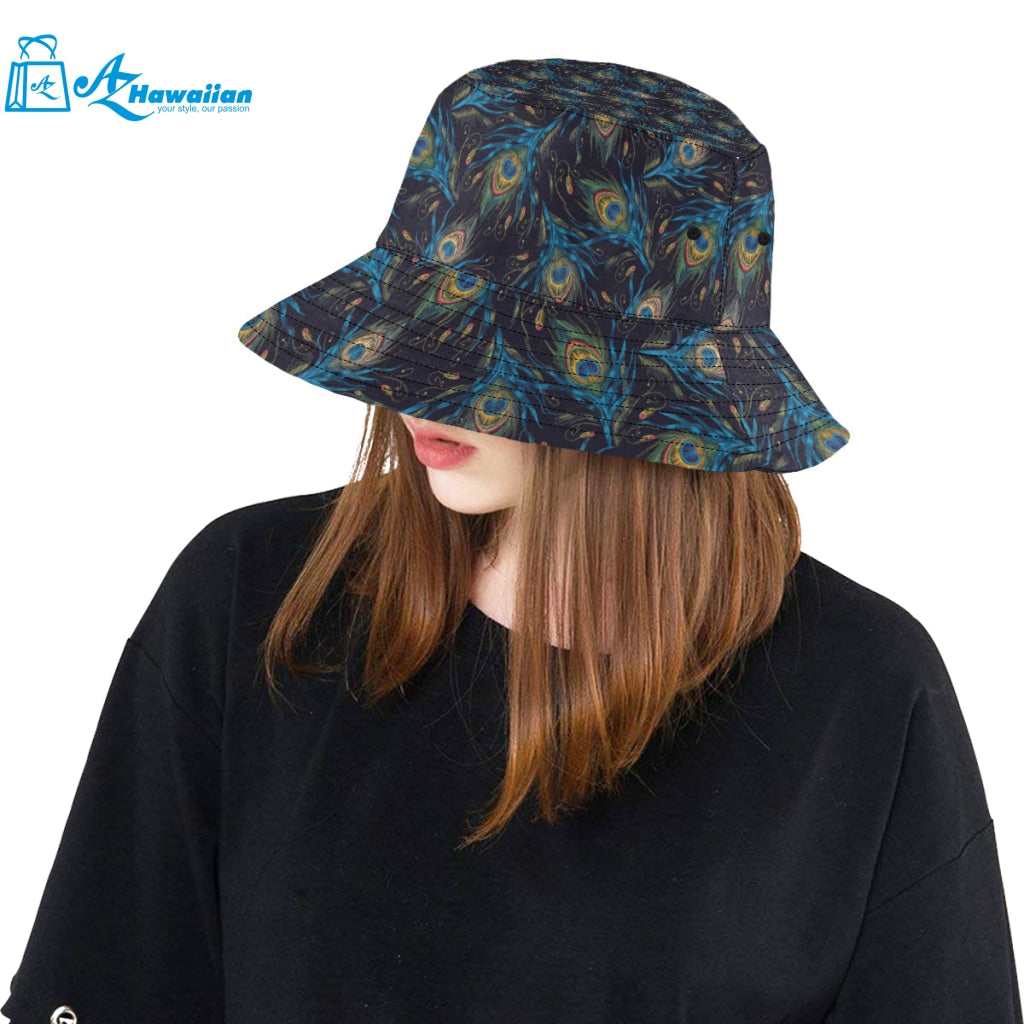 Beautiful peacock feather pattern Unisex Bucket Hat