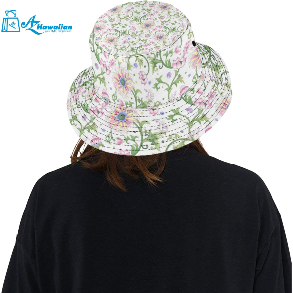 Beautiful pink lotus waterlily leaves pattern Unisex Bucket Hat