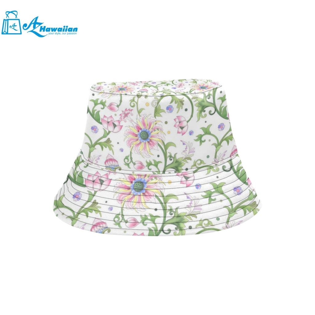 Beautiful pink lotus waterlily leaves pattern Unisex Bucket Hat