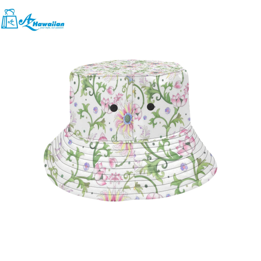 Beautiful pink lotus waterlily leaves pattern Unisex Bucket Hat