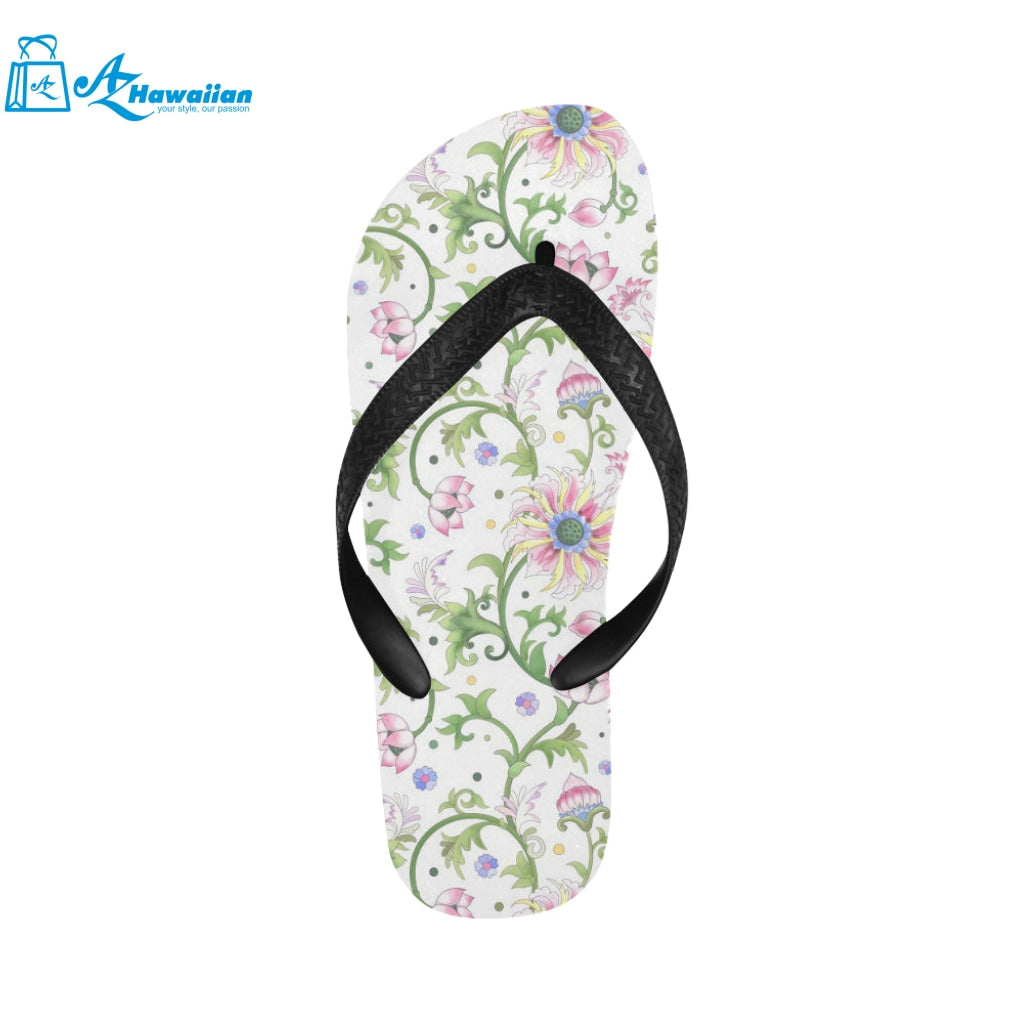 Beautiful pink lotus waterlily leaves pattern Unisex Flip Flops