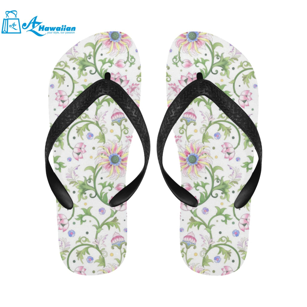 Beautiful pink lotus waterlily leaves pattern Unisex Flip Flops