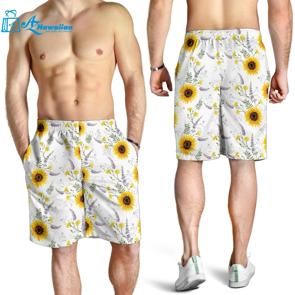 Beautiful Sunflowers Pattern Men Shorts