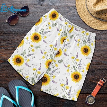 Beautiful Sunflowers Pattern Men Shorts