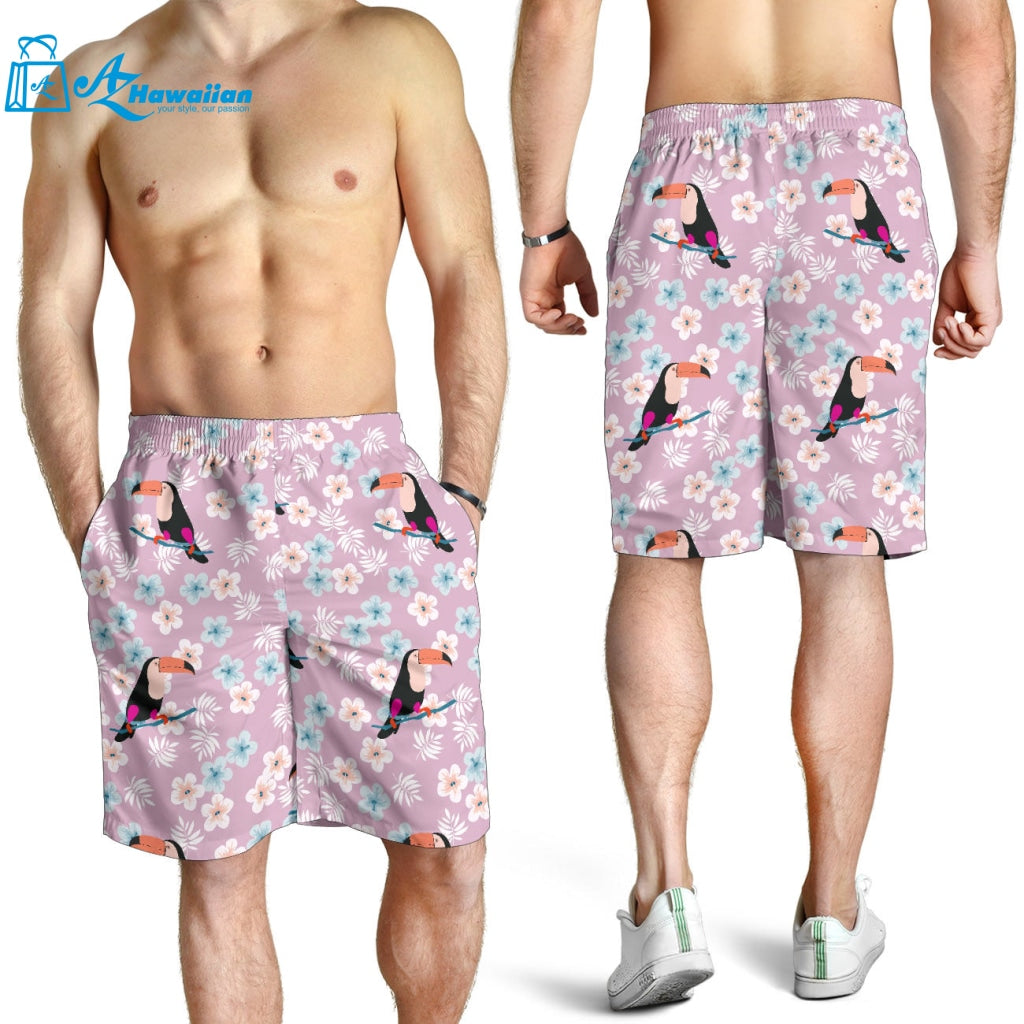 Beautiful Toucan Flower Leaves Men Shorts