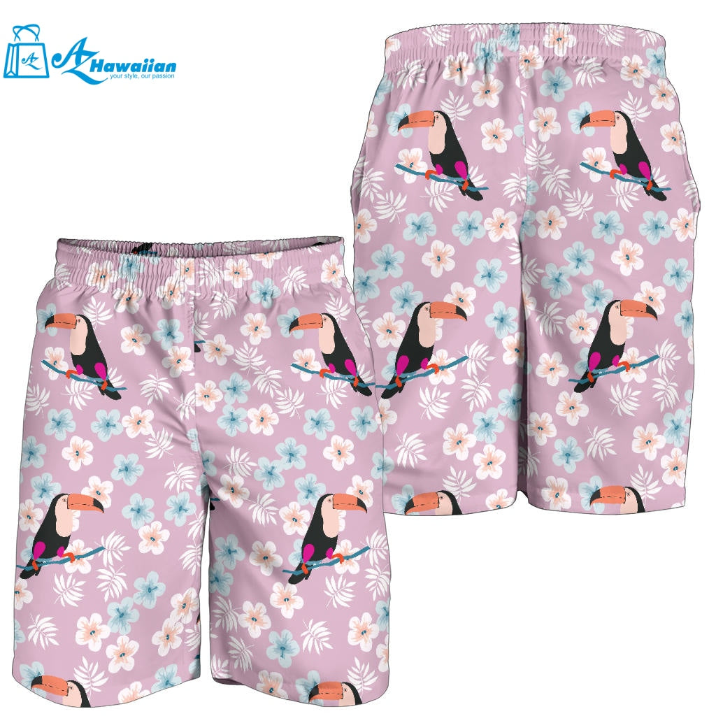 Beautiful Toucan Flower Leaves Men Shorts