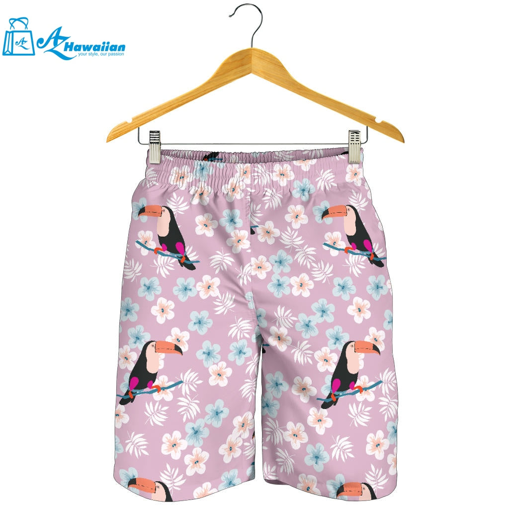 Beautiful Toucan Flower Leaves Men Shorts