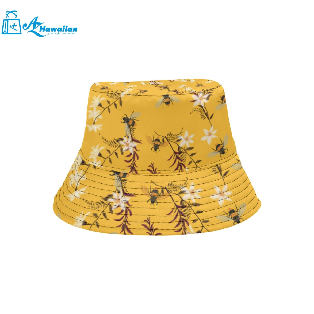 Bee flower pattern Unisex Bucket Hat