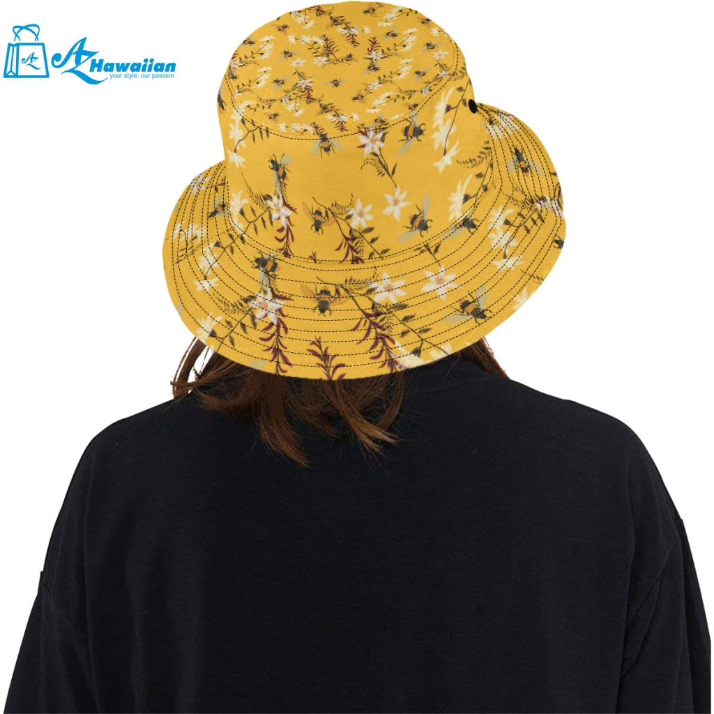 Bee flower pattern Unisex Bucket Hat