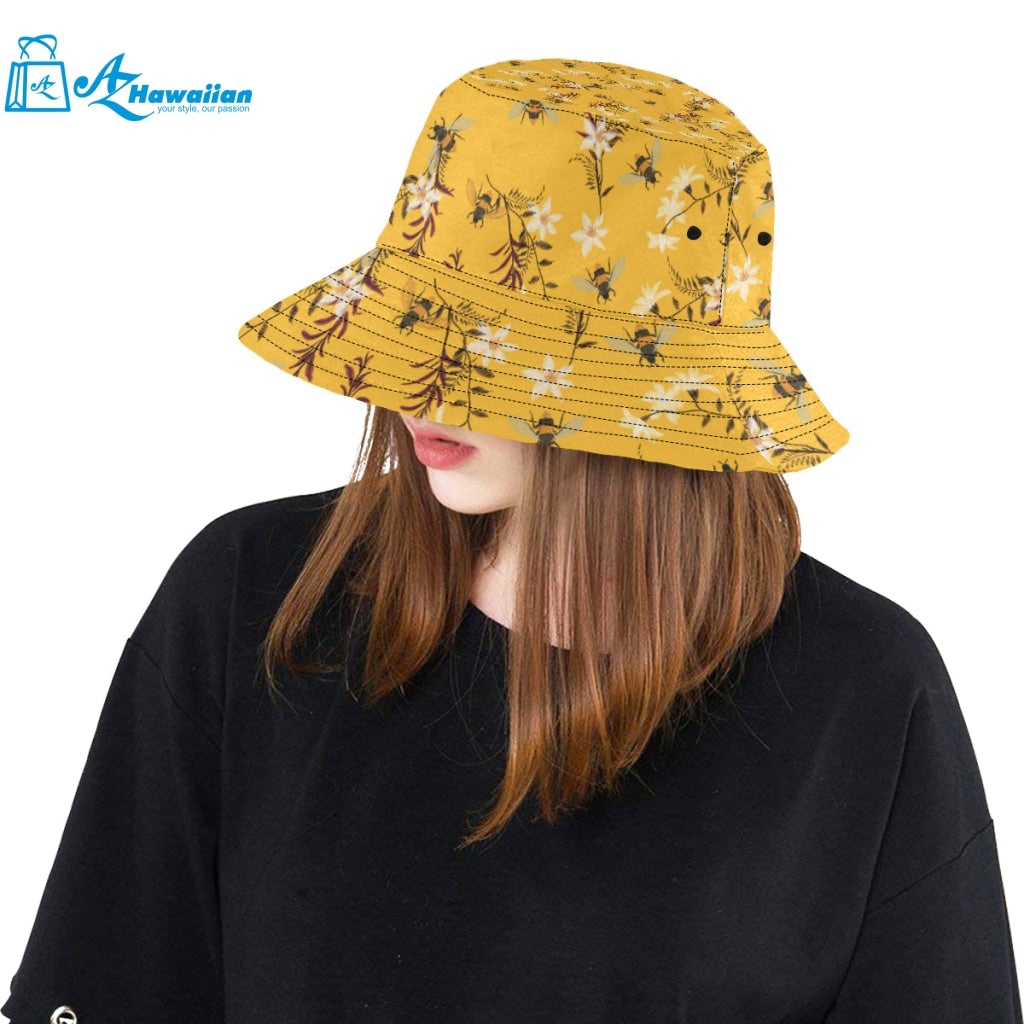 Bee flower pattern Unisex Bucket Hat