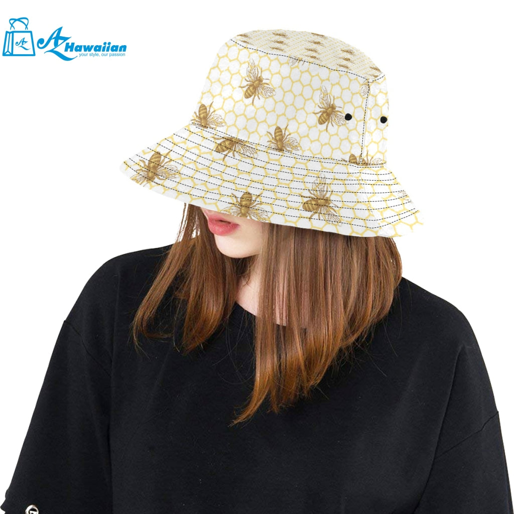 Bee honeycomb seamless design pattern Unisex Bucket Hat