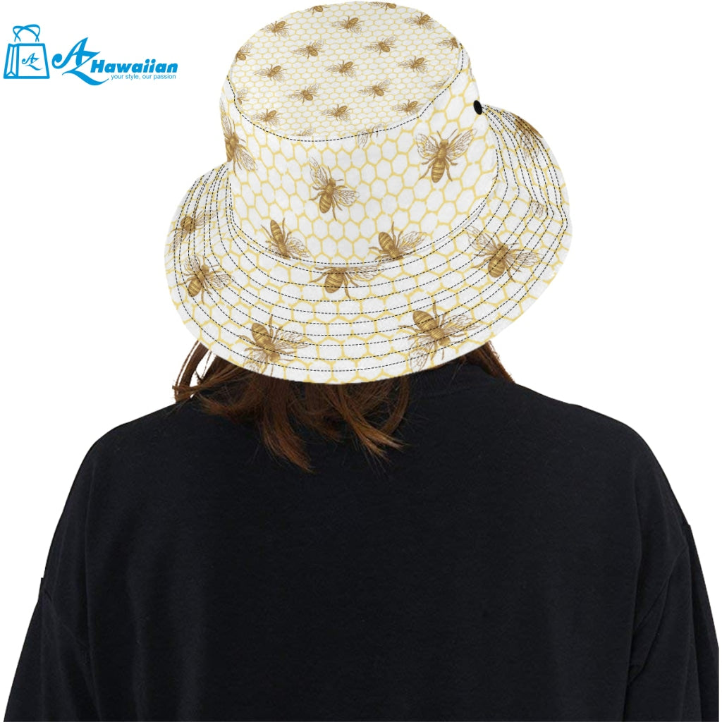 Bee honeycomb seamless design pattern Unisex Bucket Hat