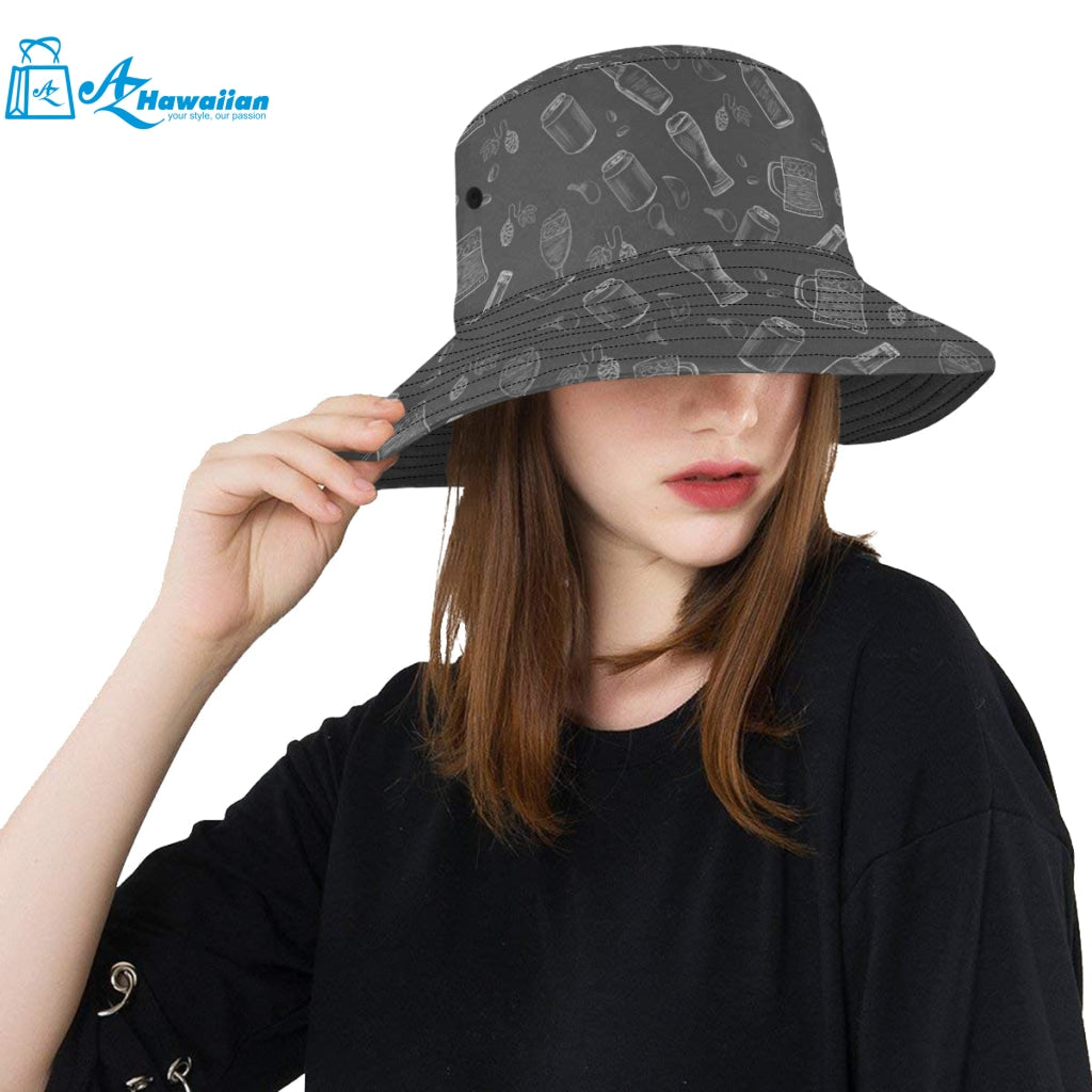 Beer hand drawn pattern Unisex Bucket Hat