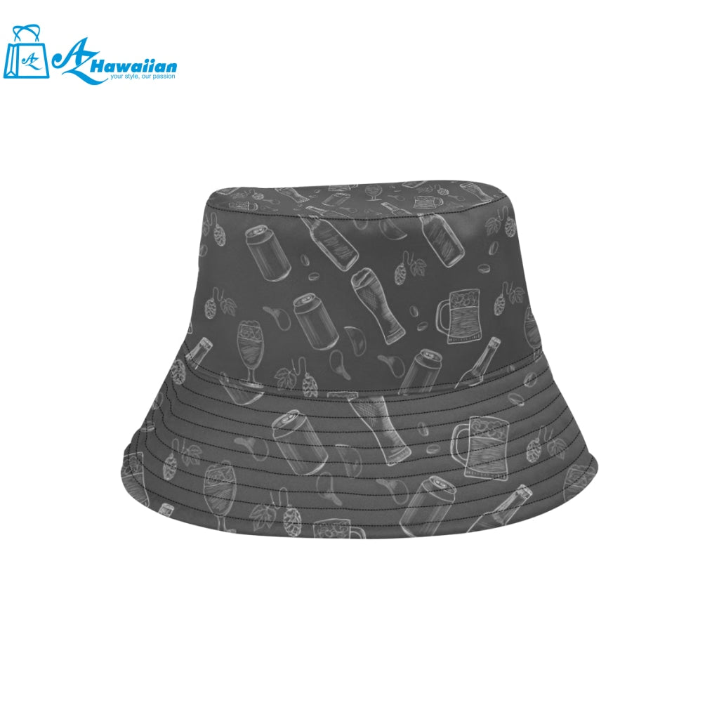 Beer hand drawn pattern Unisex Bucket Hat