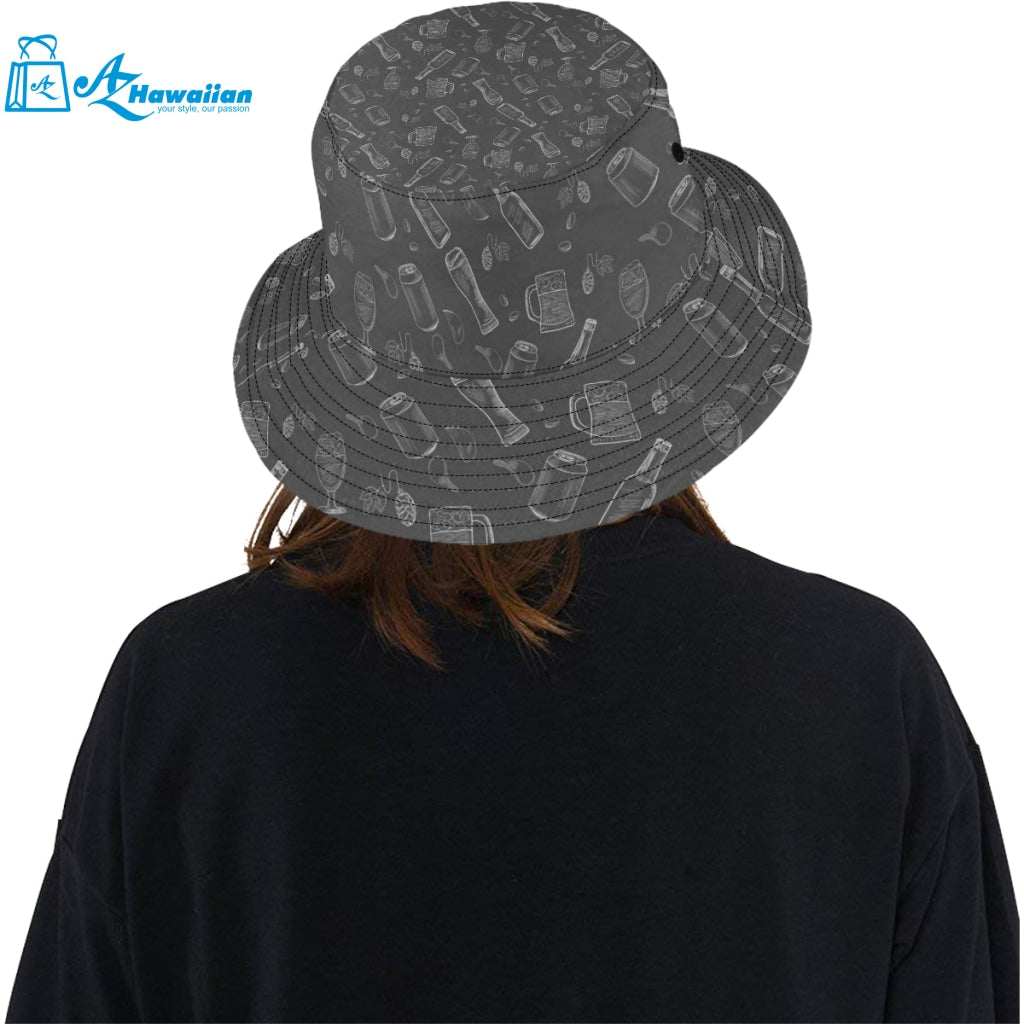 Beer hand drawn pattern Unisex Bucket Hat