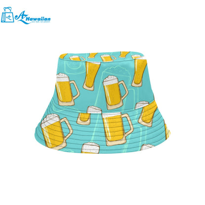 Beer pattern green background Unisex Bucket Hat