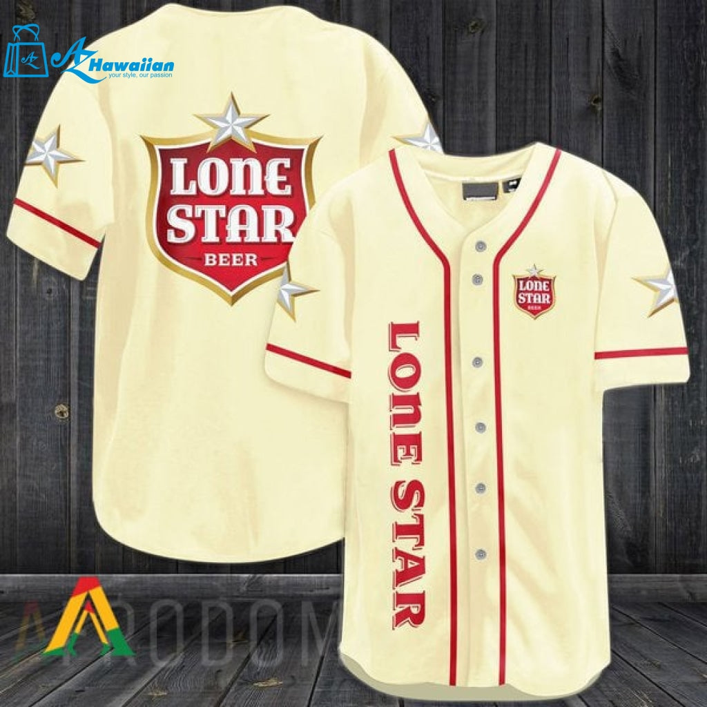 Beige Lone Star Beer Baseball Jersey