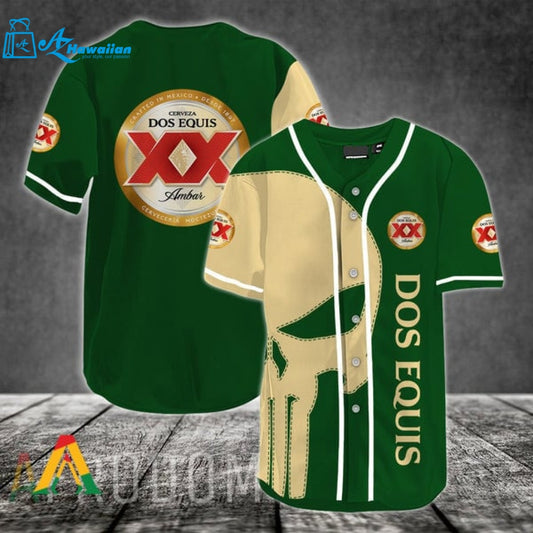 Beige Skull Dos Equis Baseball Jersey