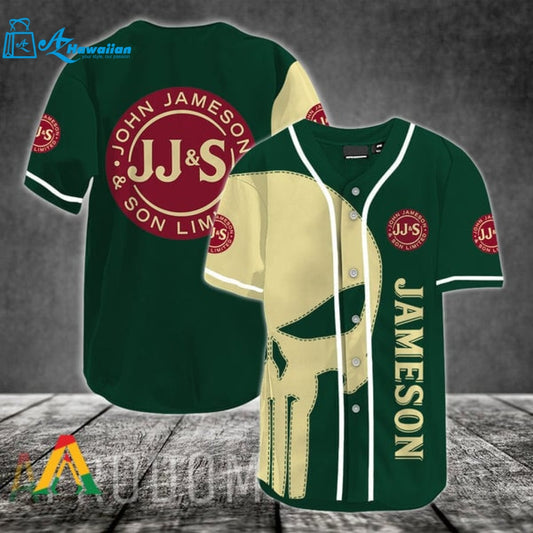 Beige Skull Jameson Whiskey Baseball Jersey