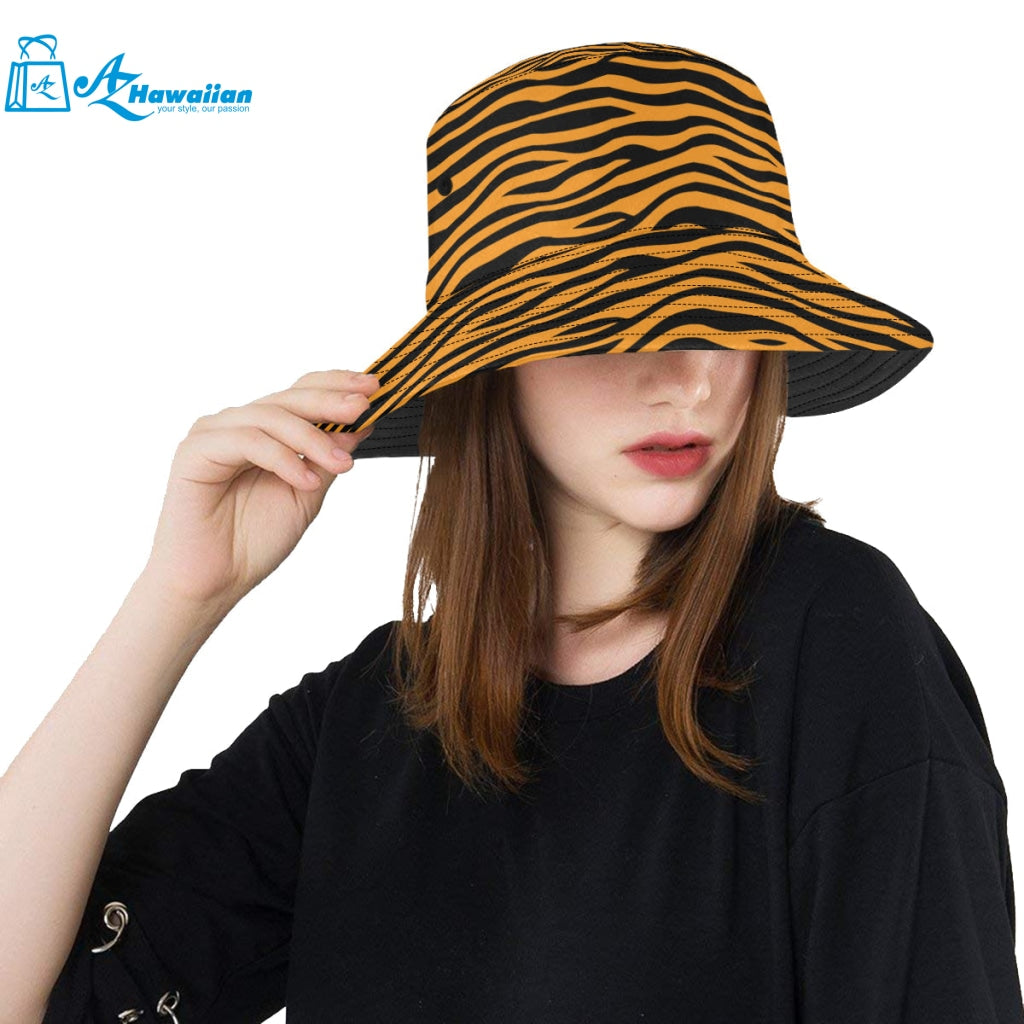 Bengal tigers skin print pattern background Unisex Bucket Hat