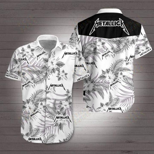 Metallica Hawaiian Shirt White Men Women Beach Wear Short Sleeve Hawaii Shirt Combo Beach