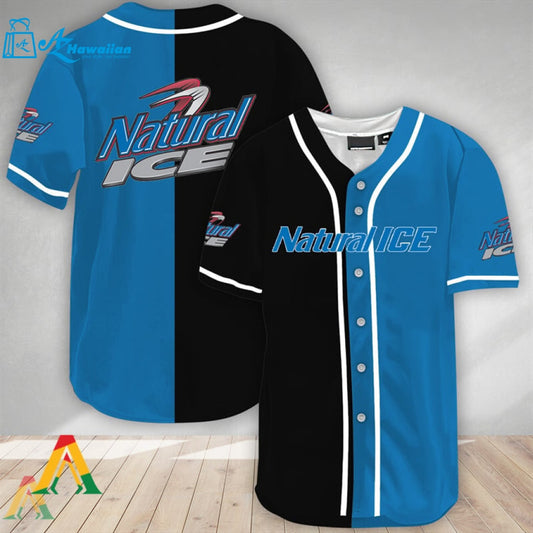 Black And Blue Split Natural Ice Baseball Jersey