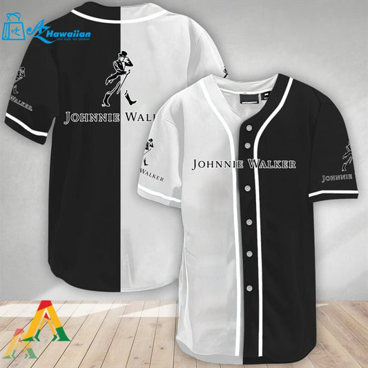 Black And White Split Johnnie Walker Baseball Jersey