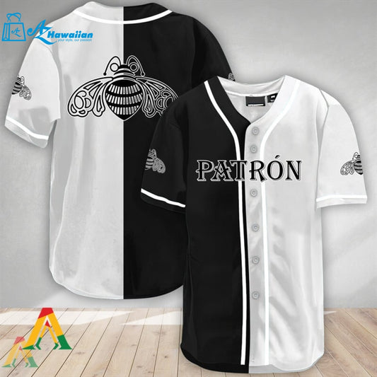 Black And White Split Patron Tequila Baseball Jersey