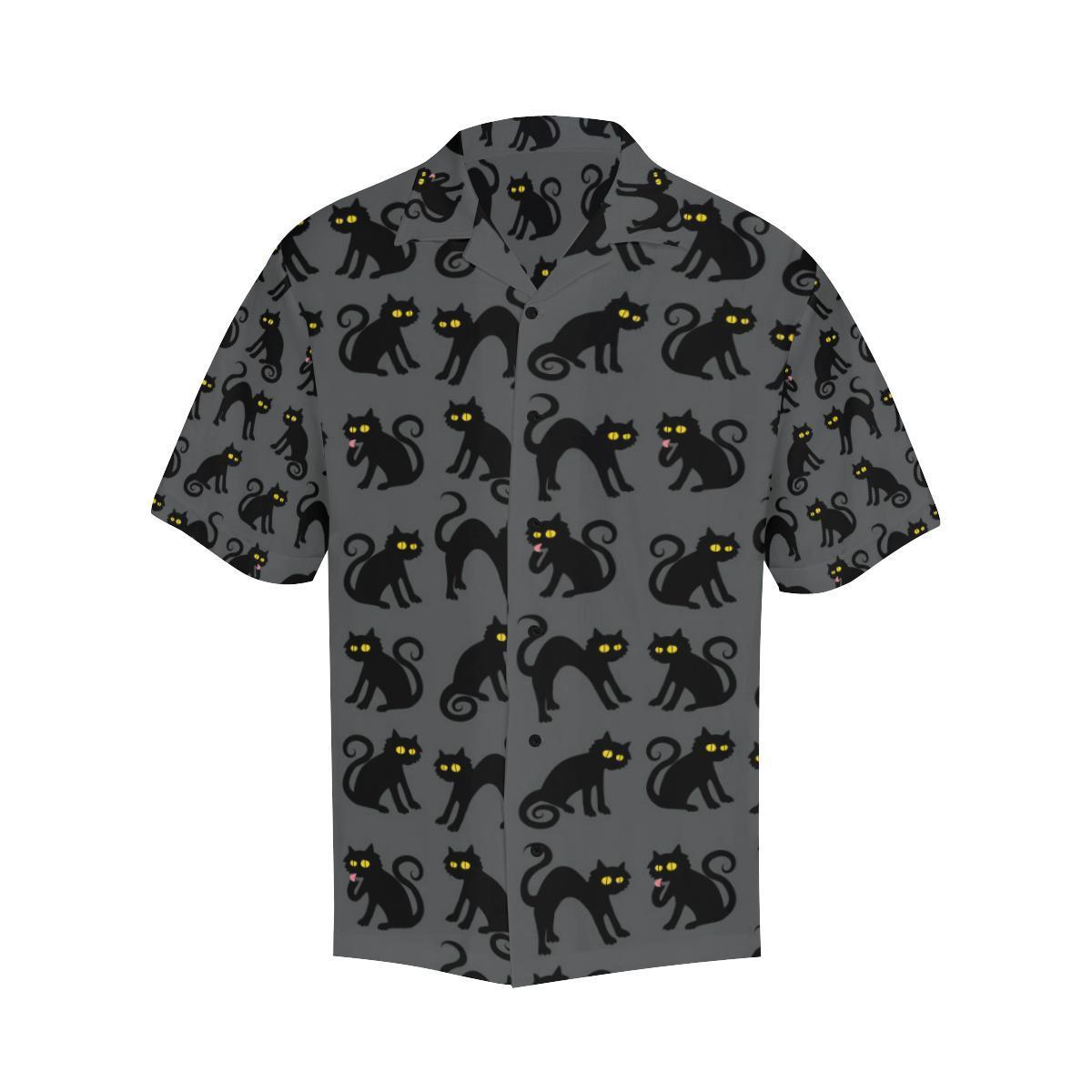 Black Cat Cute Print Pattern Hawaiian Shirt