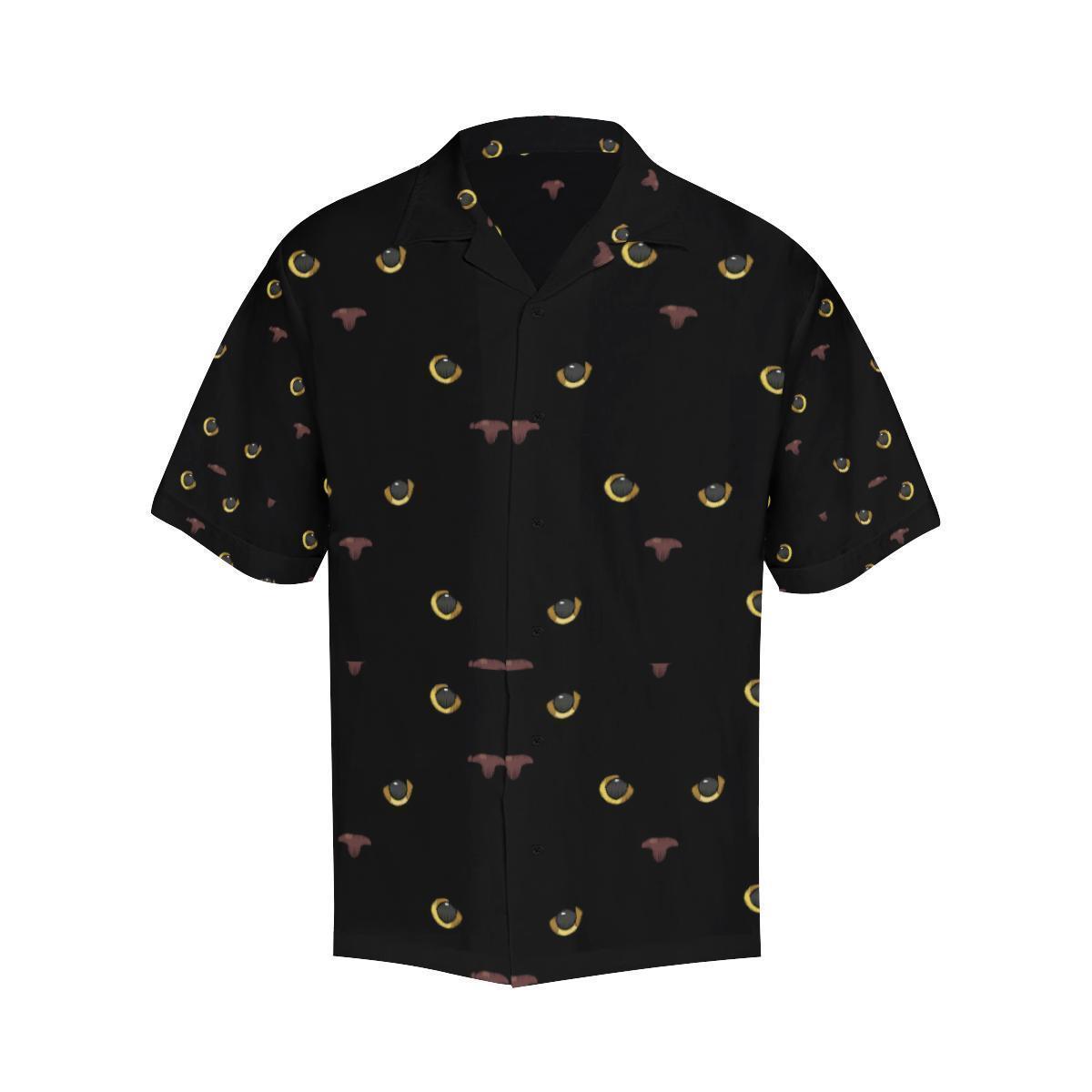 Black Cat Face Print Pattern Hawaiian Shirt