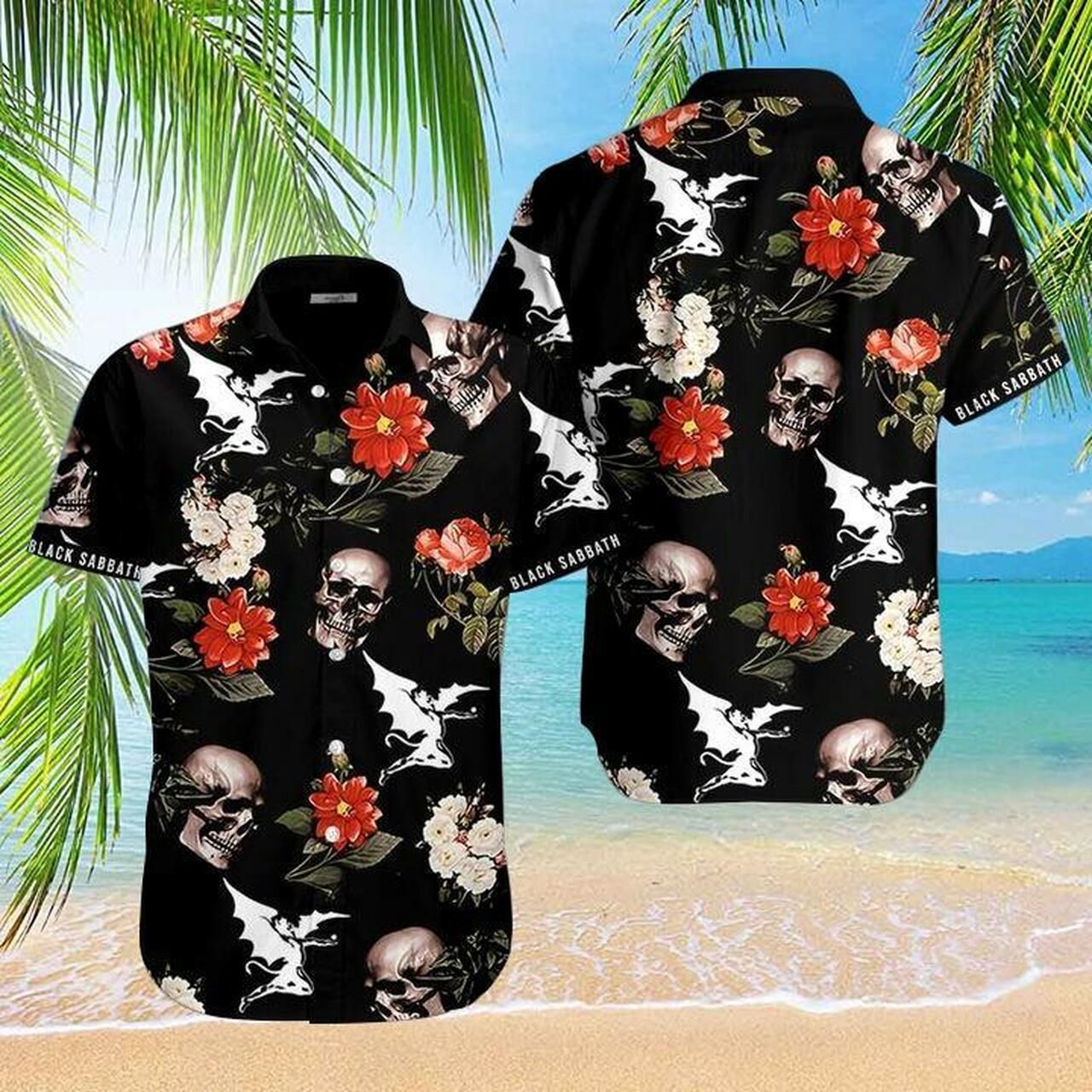 Black Sabbath Hawaiian Graphic Print Short Sleeve 