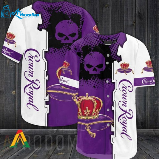 Black Skull Crown Royal Baseball Jersey